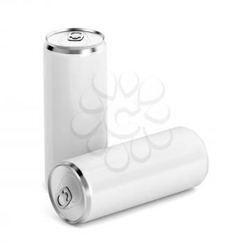 Two blank beverage cans on white background