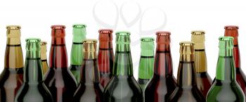 Many beer bottles with different colors