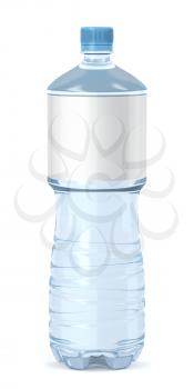 Water bottle with blank label on white background