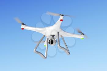 Unmanned aerial vehicle (drone) flying in the sky 