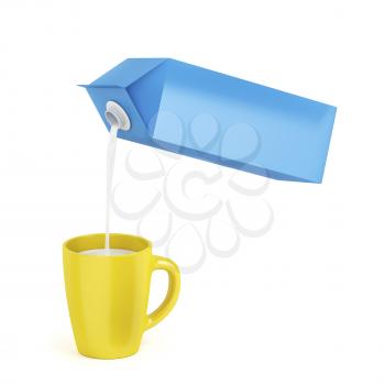 Pouring milk into the yellow mug