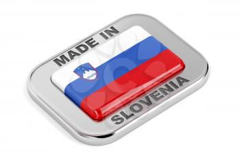 Made in Slovenia, shiny badge on white background