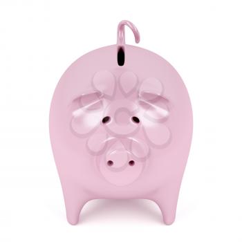 Piggy bank on white background, front view