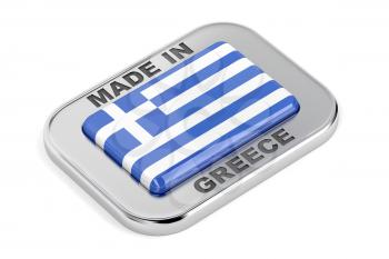 Made in Greece, shiny badge on white background