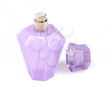 A bottle of female perfume on white background 