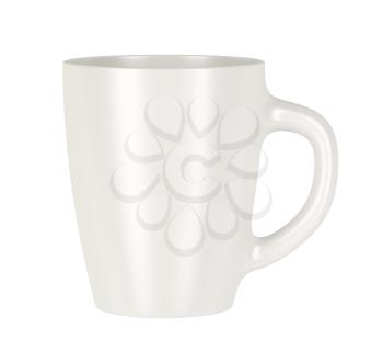 White ceramic mug for coffee, tea, milk or other beverages