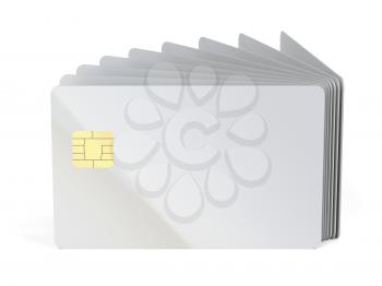 Blank plastic cards with chip, can be used for telephone, bank or key cards