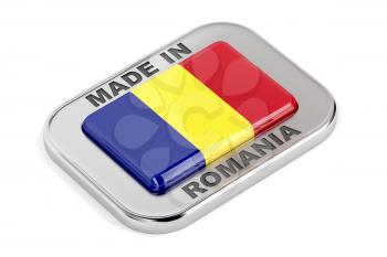 Made in Romania, shiny badge with Romanian flag