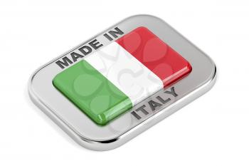 Silver badge with text Made in Italy on white background 