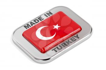 Shiny badge with text Made in Turkey with Turkish flag inside