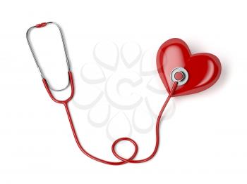 Concept image with stethoscope and red heart