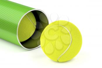 Close-up image of tennis balls on white background 