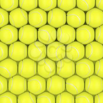 Multiple rows with tennis balls, top view
