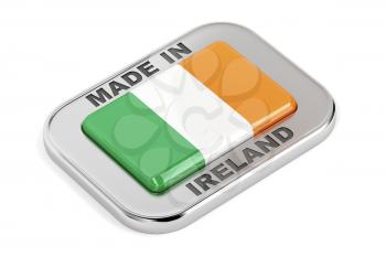 Made in Ireland, shiny badge on white background 