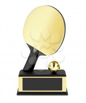 Table tennis trophy on white background