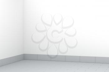 Empty room with tiled floor, 3D illustration