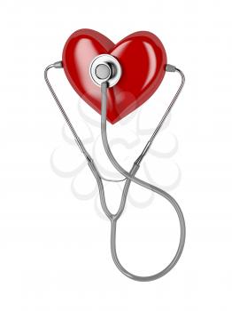 Concept image with stethoscope and red heart