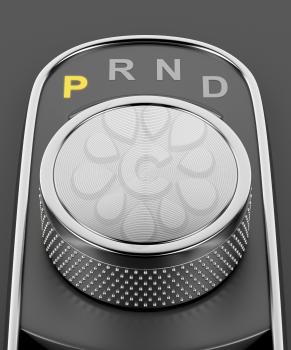 Car with dial gear selector, 3D illustration