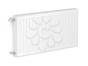 White heating radiator attached on wall