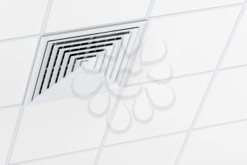 Square air vent on the ceiling, 3D illustration