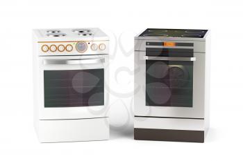 Electric cookers on white background 