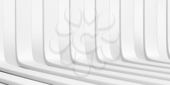 Abstract background with white plastic stripes, 3D illustration