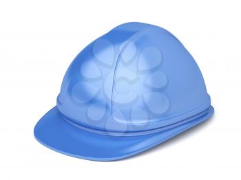 Blue safety helmet on white background