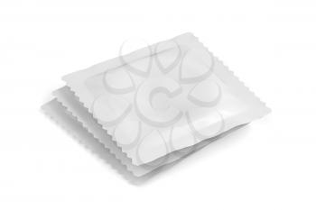 Group of white blank sachets for condom packagings or other objects