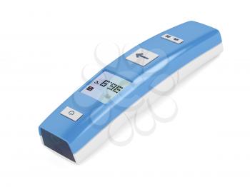 Modern non-contact infrared thermometer on white background