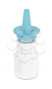 Nose spray container on white background