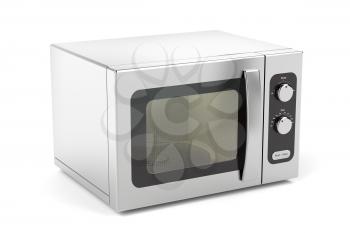 Silver microwave oven on white background 