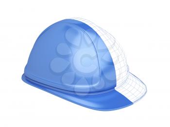 3D render of safety helmet with visible wire-frame