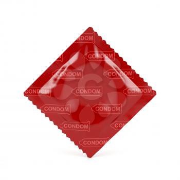Condom on white background, 3D illustration