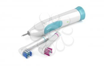 Electric toothbrush with two replacement brush heads