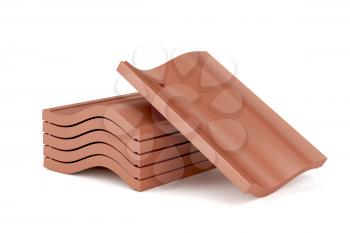 Roof tiles on white background