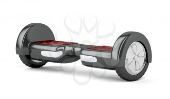 Self balancing electric scooter on white background