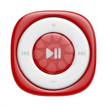 Front view of red music player, isolated on white background