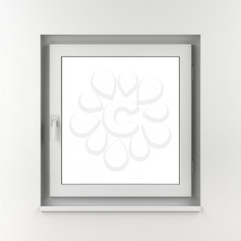 PVC white window on white wall