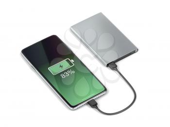Charging the smartphone with external battery
