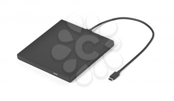 Portable usb optical disc drive on white background
