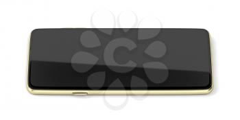 Gold smartphone on white background