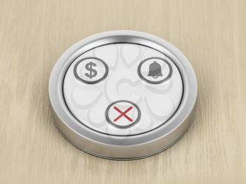 Restaurant table call button, 3D illustration