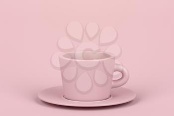 Ceramic coffee cup on pink background

