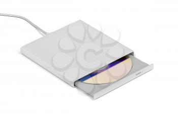 Optical disc drive on white background 