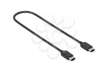 Black usb-c cable on white background