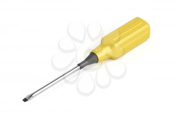 Screwdriver with rubber handle on white background