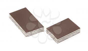 Broken wafers on a white background 
