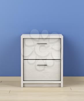 White modern nightstand in the room