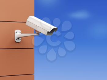 CCTV camera mounted on wall