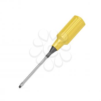 Yellow screwdriver on white background